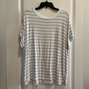 Torrid Super Soft Black White Striped Tee 3X Plus Size Relaxed Fit NWOT